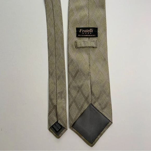 2/$30 FRATELLI Neutral Woven Handmade Italian Silk Tie - Picture 4 of 13